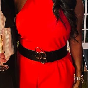 Red backless jumpsuit 🎄🥰